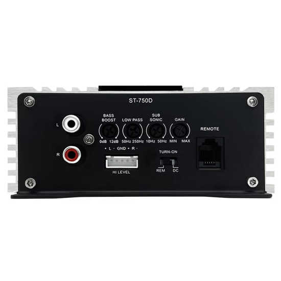 ZAPCO ST-750D Moc przy 4Ω: 1 x 400 W RMS Mono kompaktowy wzmacniacz klasy D w kompaktowej obudowie.